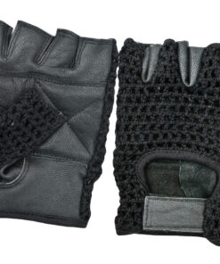 Gym / Cycling / Excercise Fingerless Leather Gloves - Black