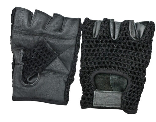 Gym / Cycling / Excercise Fingerless Leather Gloves - Black